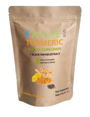 Active650 daily turmeric capsules available on subscription, with extra curcumin and added black pepper